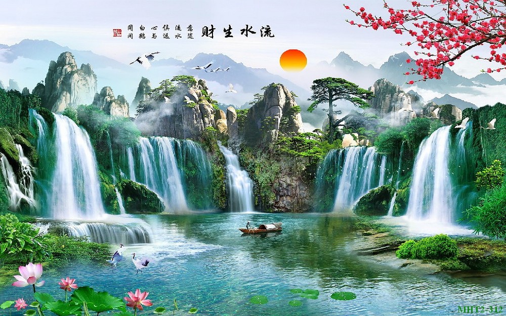 Phong cảnh sơn thủy hồ thác MHT2-312